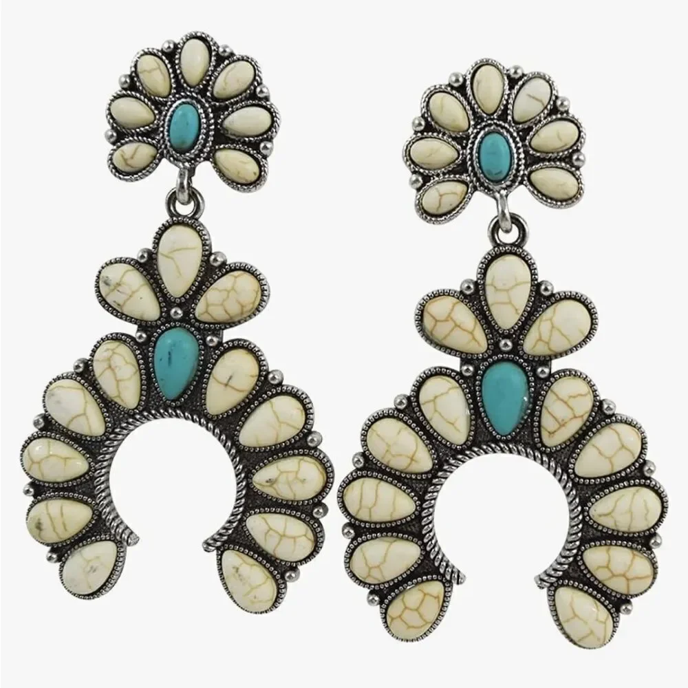 Bohemian white drop earrings A358