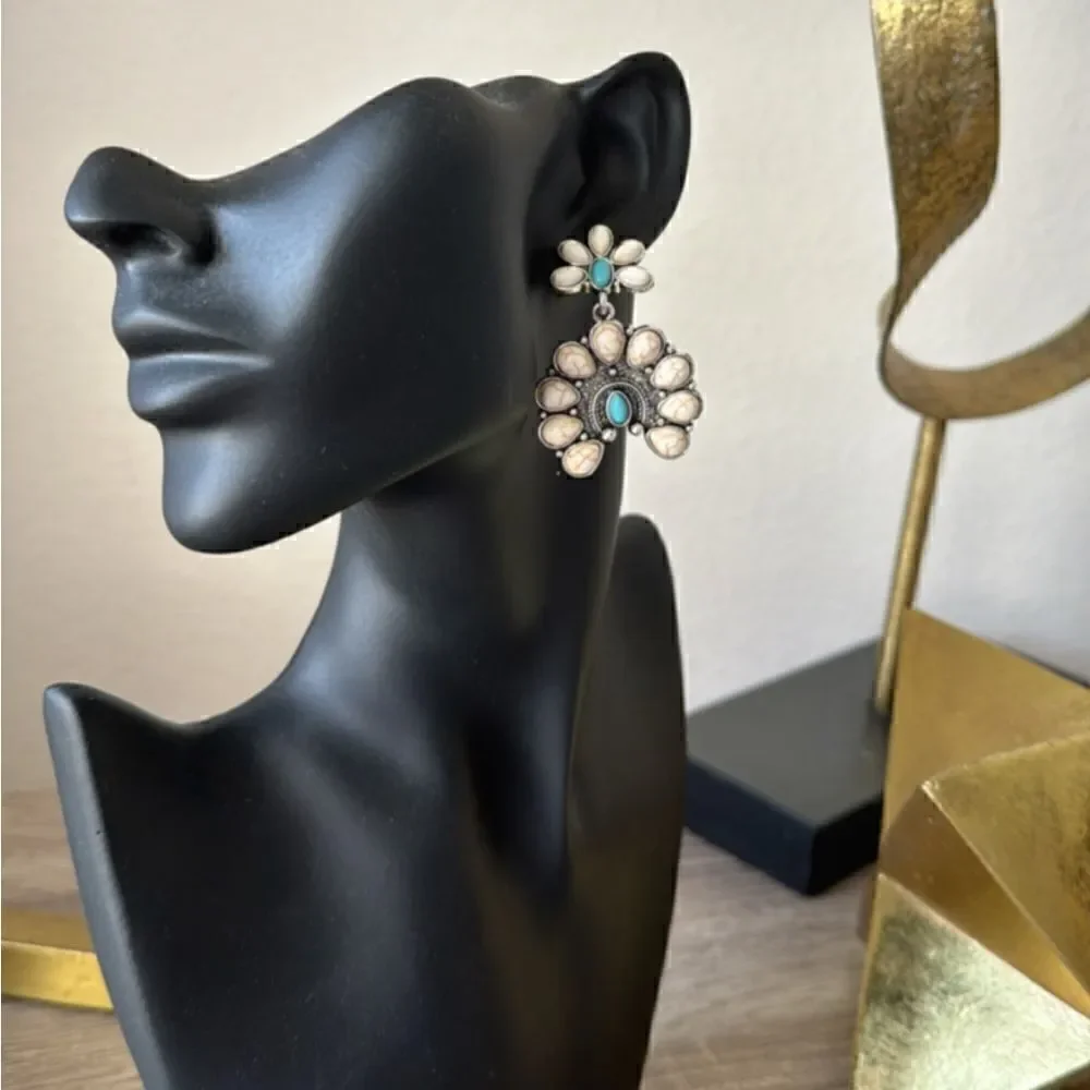 Bohemian white drop earrings A358