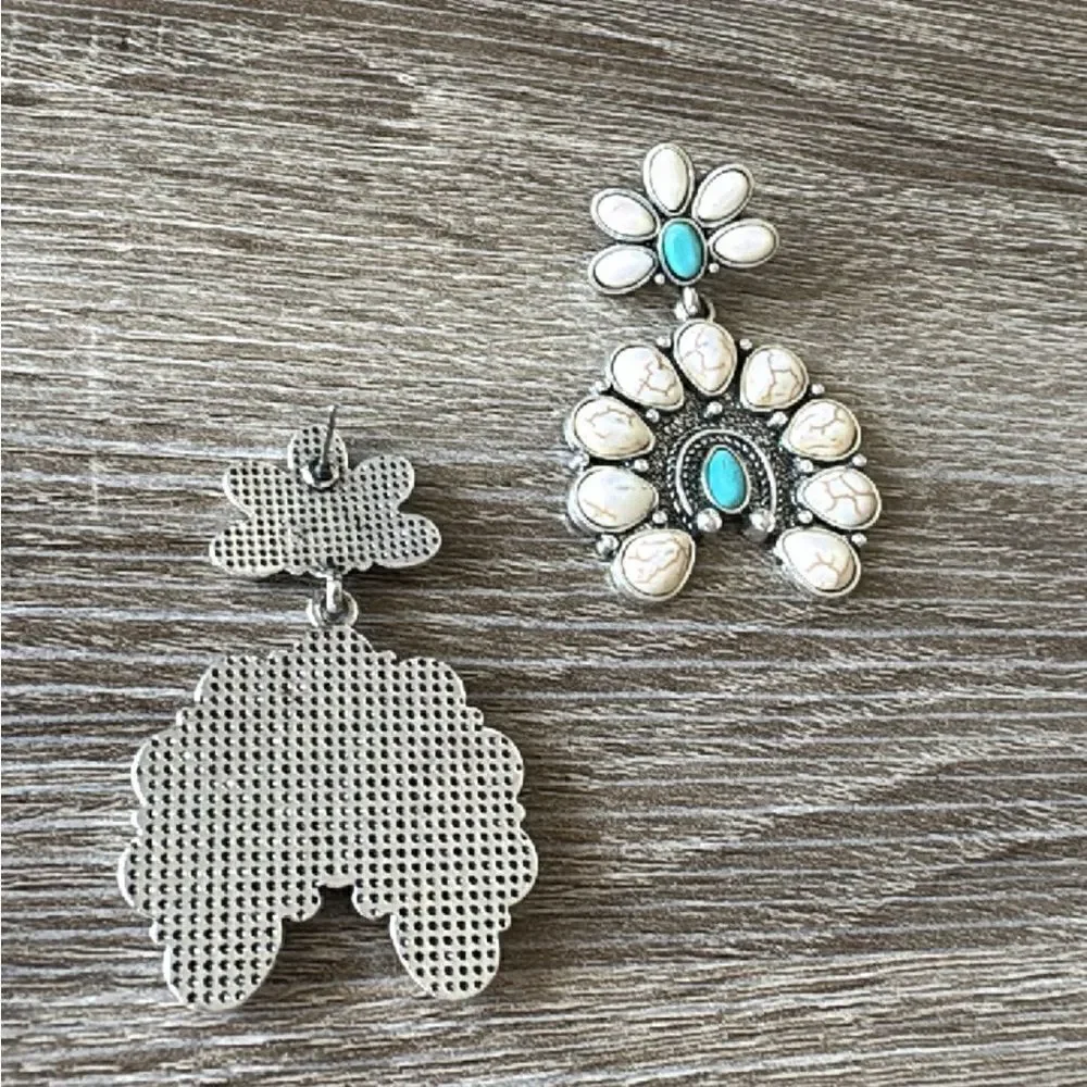 Bohemian white drop earrings A358