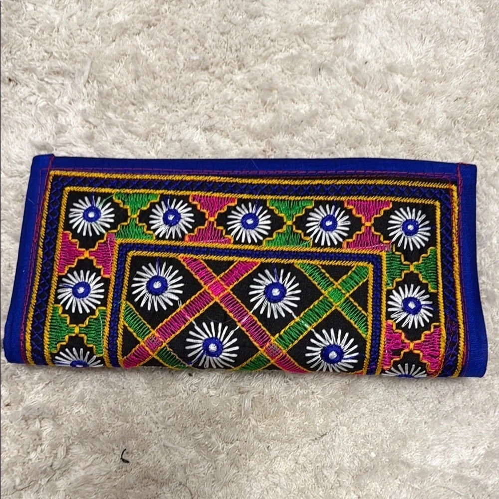 Embroidered Clutch with Floral Design