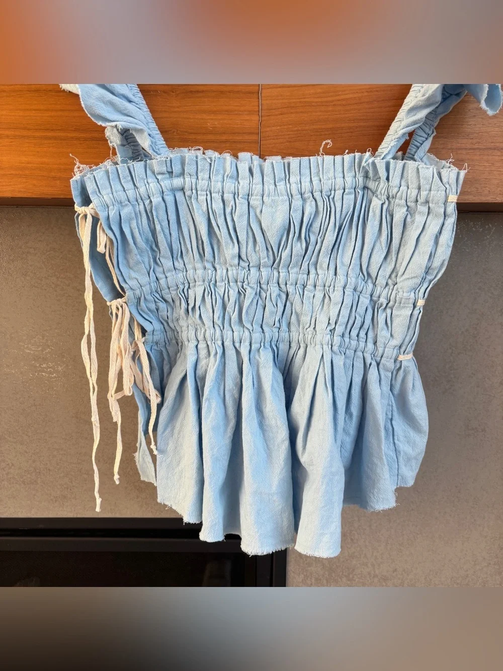 FREE PEOPLE Claude Corset Top In Baby Blue, Size S