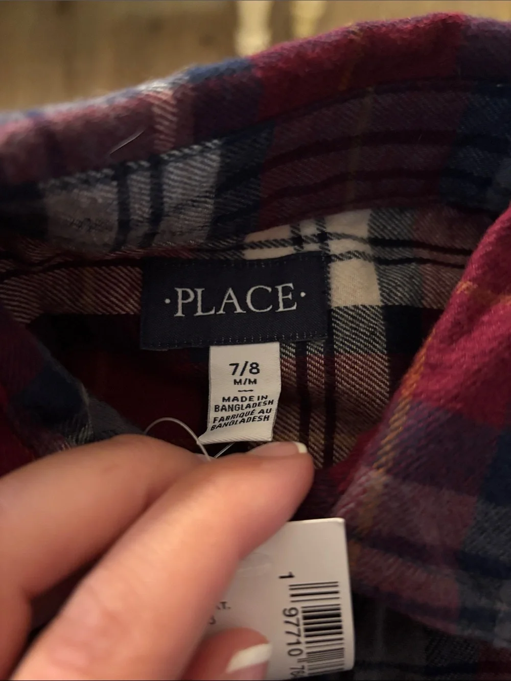 NWT boys Plaid Button-Up Shirt - Red & Navy