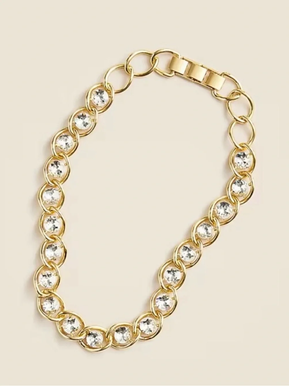 J. Crew Gold Link Necklace with Sparkle Crystals