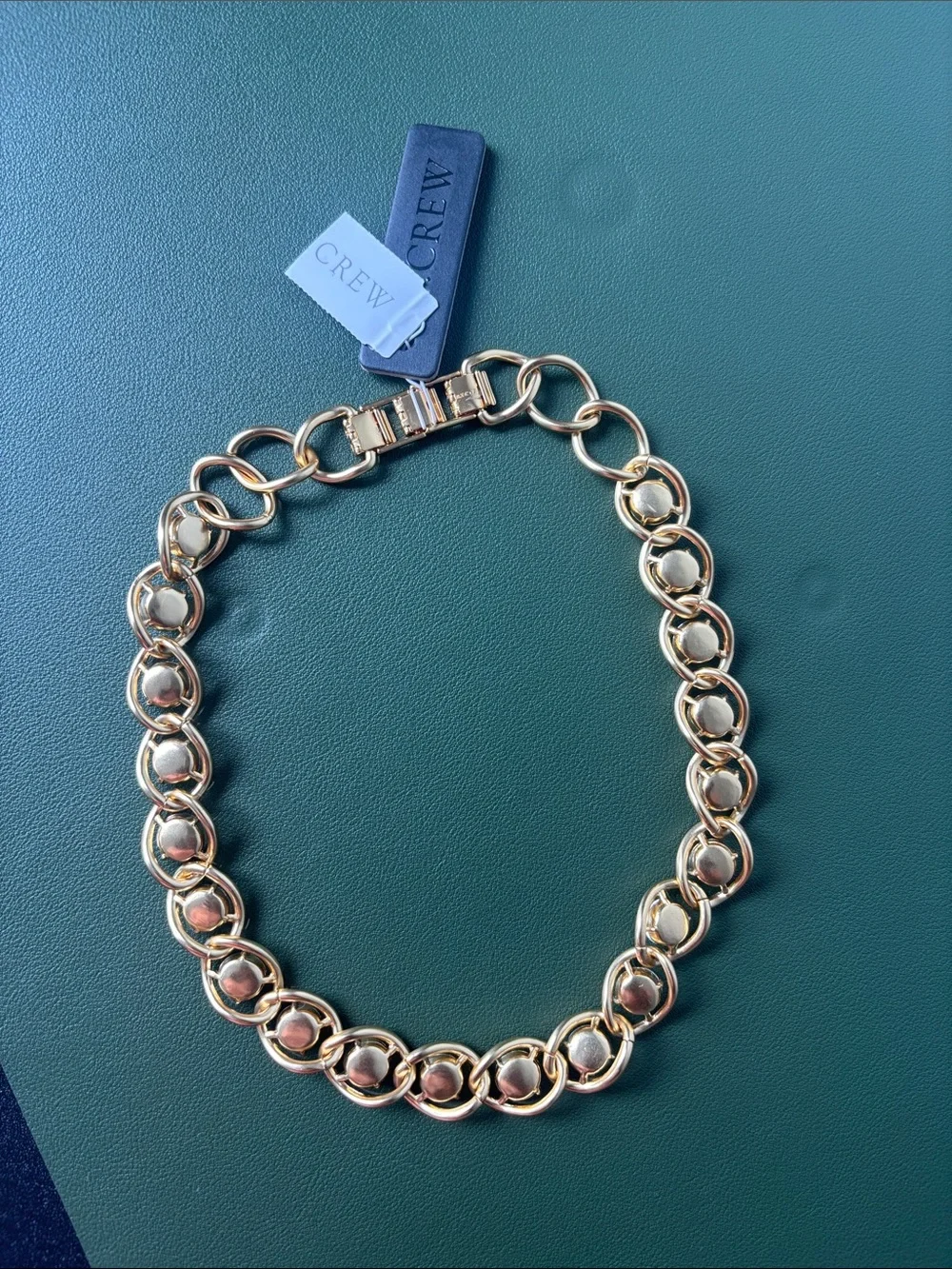 J. Crew Gold Link Necklace with Sparkle Crystals