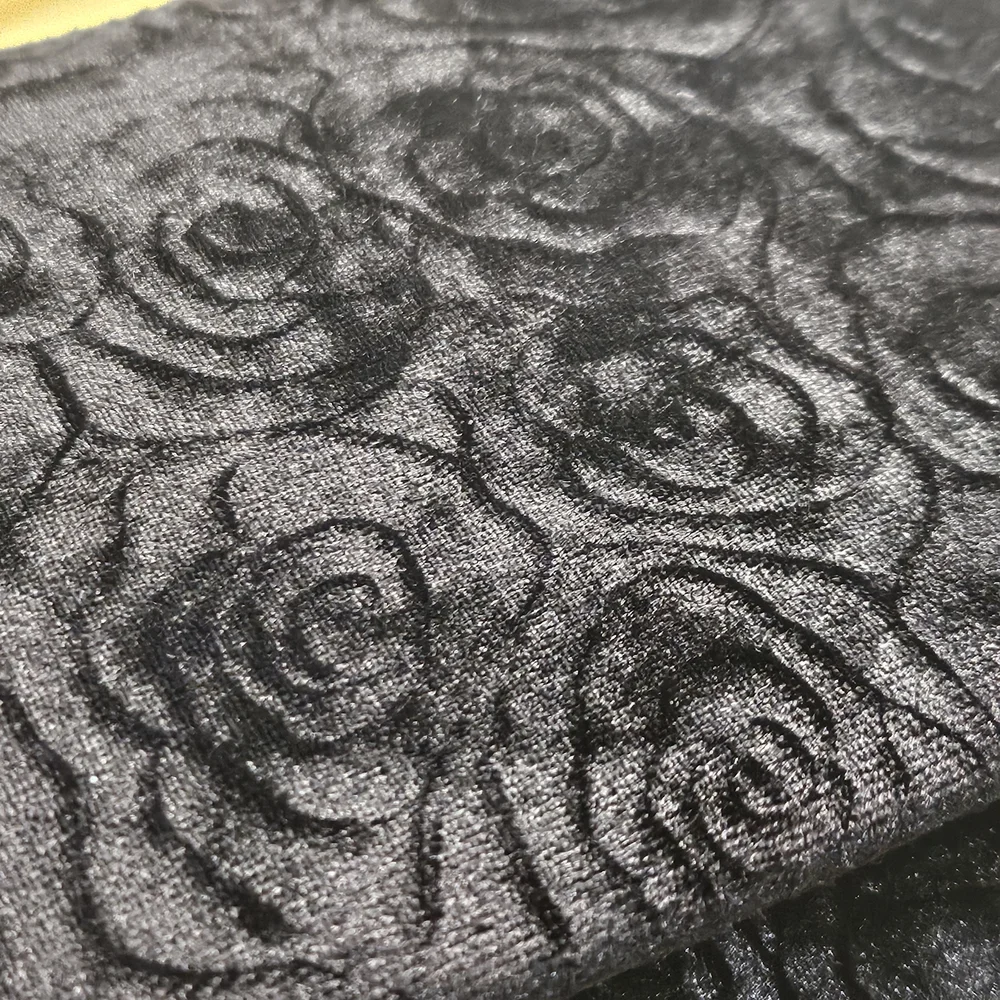 d'margeaux New York Black Velvet Floral Embossed Clutch With Chain Strap