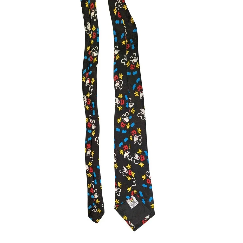 Disney Mickey Mouse Graphic Mens Tie Black Necktie Dance 54”