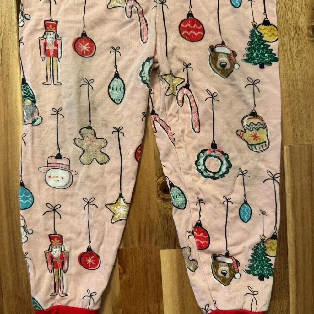 Mud Pie Kids Christmas Pajamas Pink‎ Ornament Print Viscose Bamboo Set 12-18M