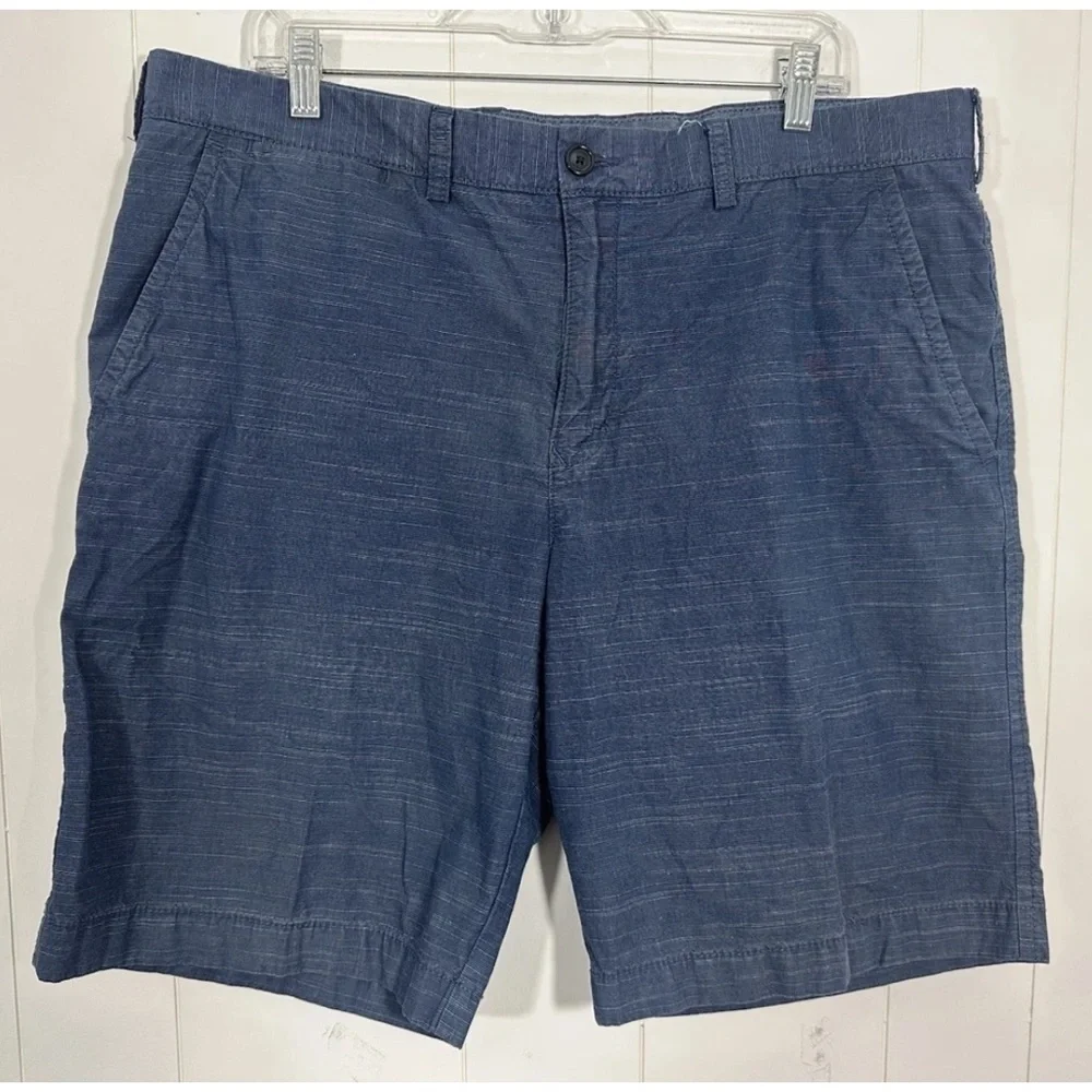Tommy Hilfiger Men's Trouser Flat Front Size 38 Blue Striped Bermuda Shorts