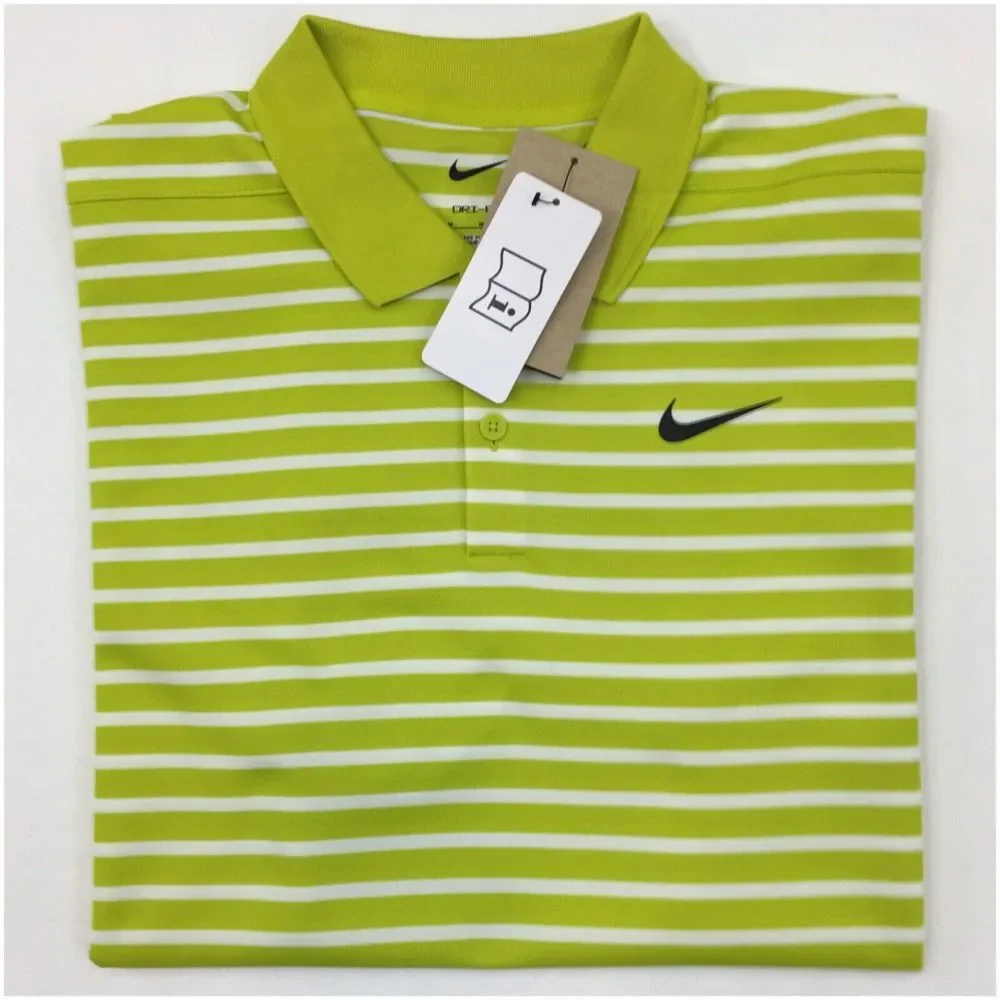 NEW! Nike Mens Dri-Fit Victory‎ Stripe Polo Shirt White-Green Stripe DH0829-309