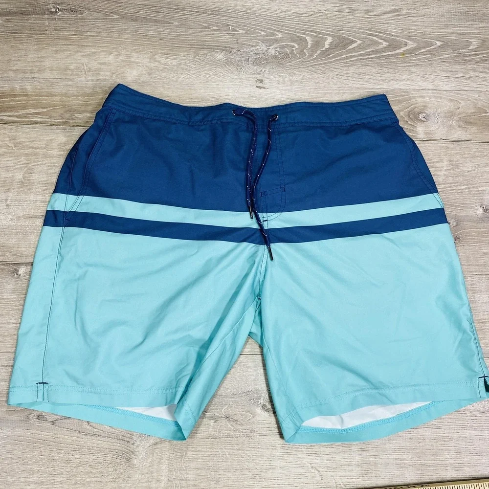 Fair‎ Harbor Swim Trunks Shorts Mens 2XL Blue Aqua Lined Boardshorts Drawstring