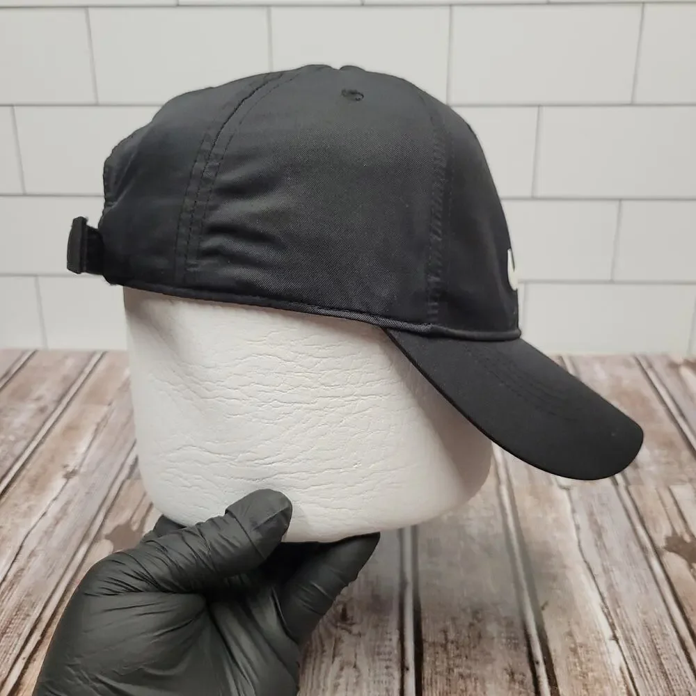 Nike Golf Black Adjustable Hat White Center Swoosh Hook & Loop Strap