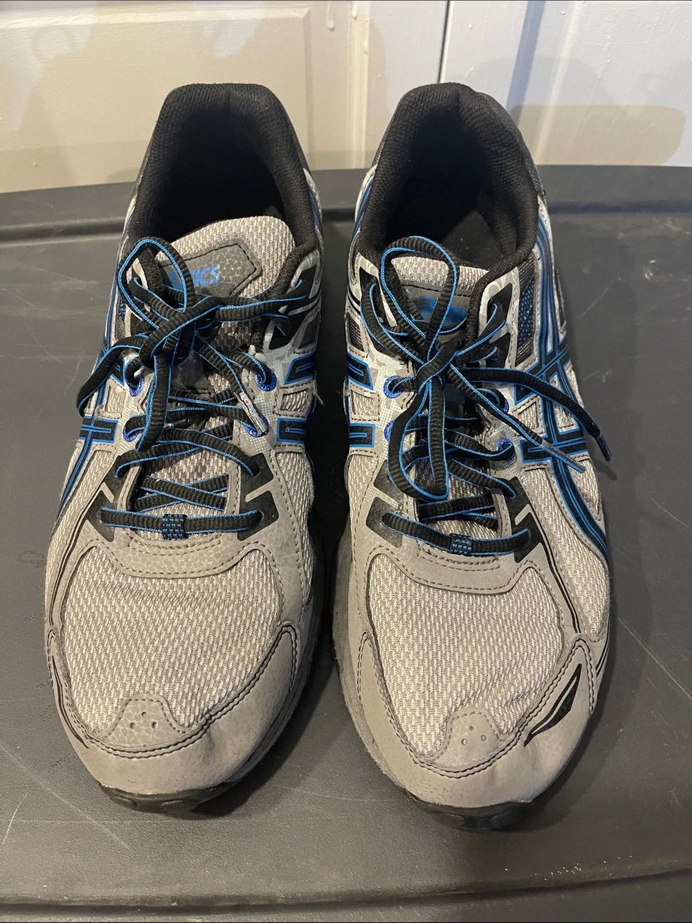 Asics Gray and Blue Men's Athletic Sneakers