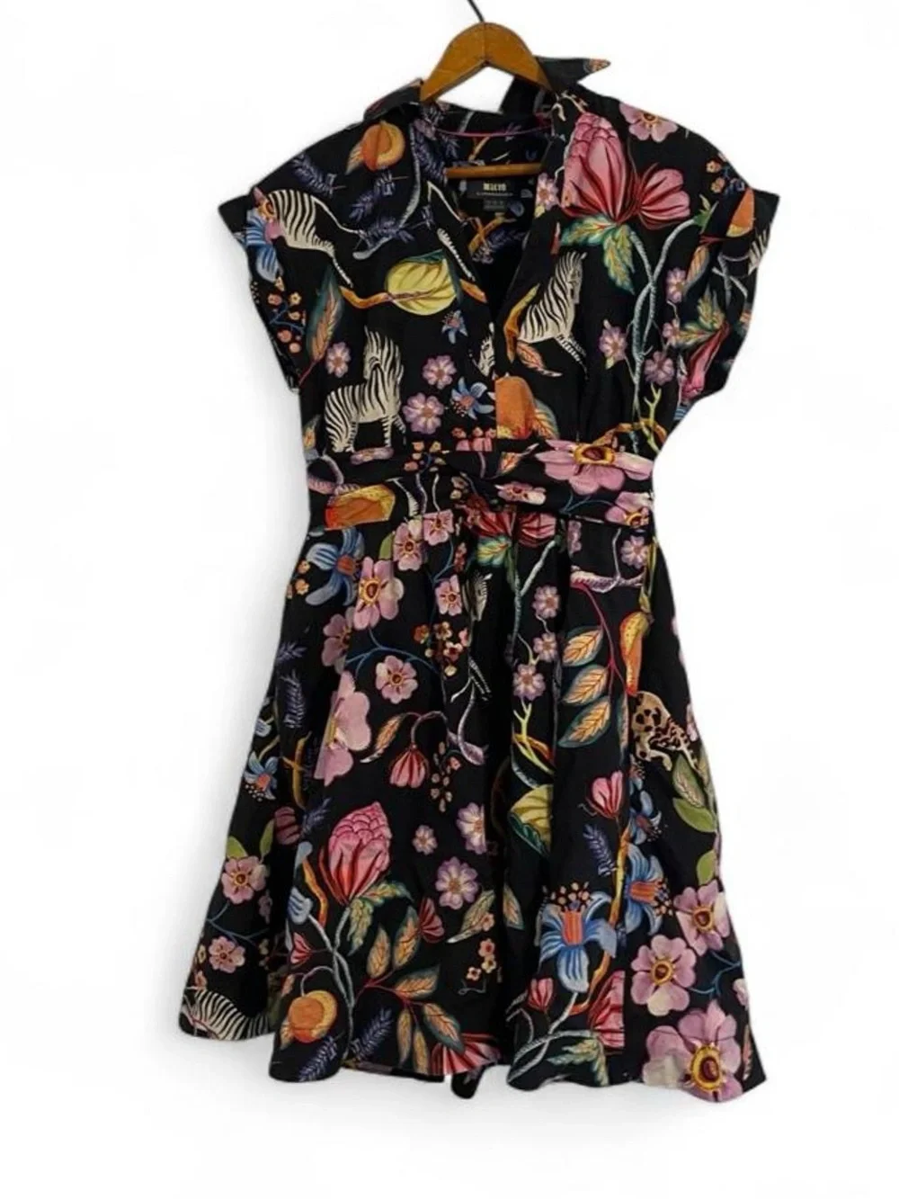 Maeve by Anthropologie Womens 2 Multicolor Floral Zebra Cotton Skater Mini Dress