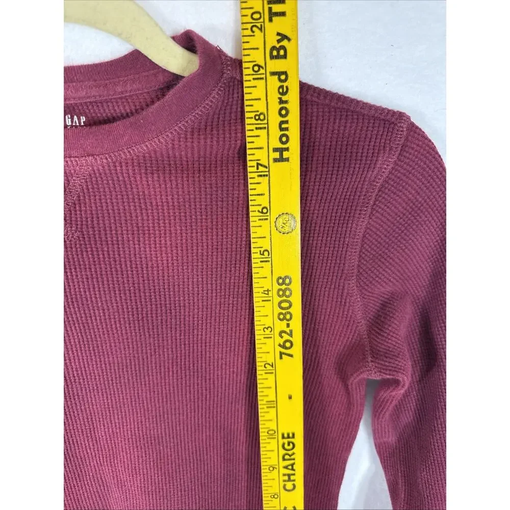 GAP Boys Long Sleeve Thermal Pullover Shirt Maroon Size MEDIUM (8)