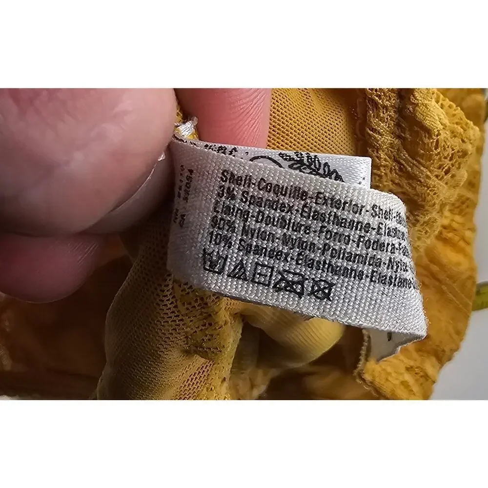 Free people sz XS gold stretch bralette flirty layering tank EUC lace sexy