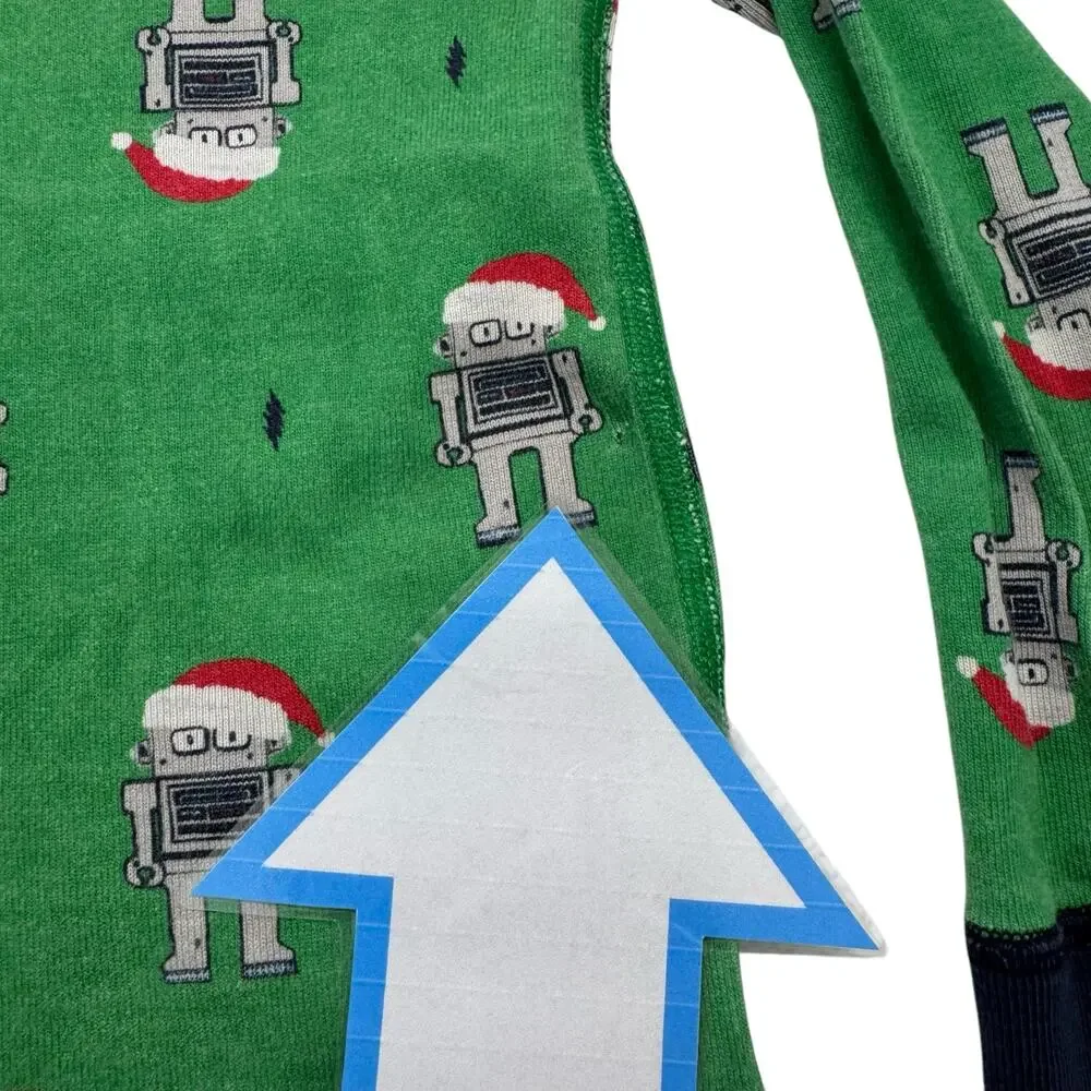 HANNA ANDERSSON Robot Christmas Cotton Pajama Top Size 3 90 Toddler Kids Green
