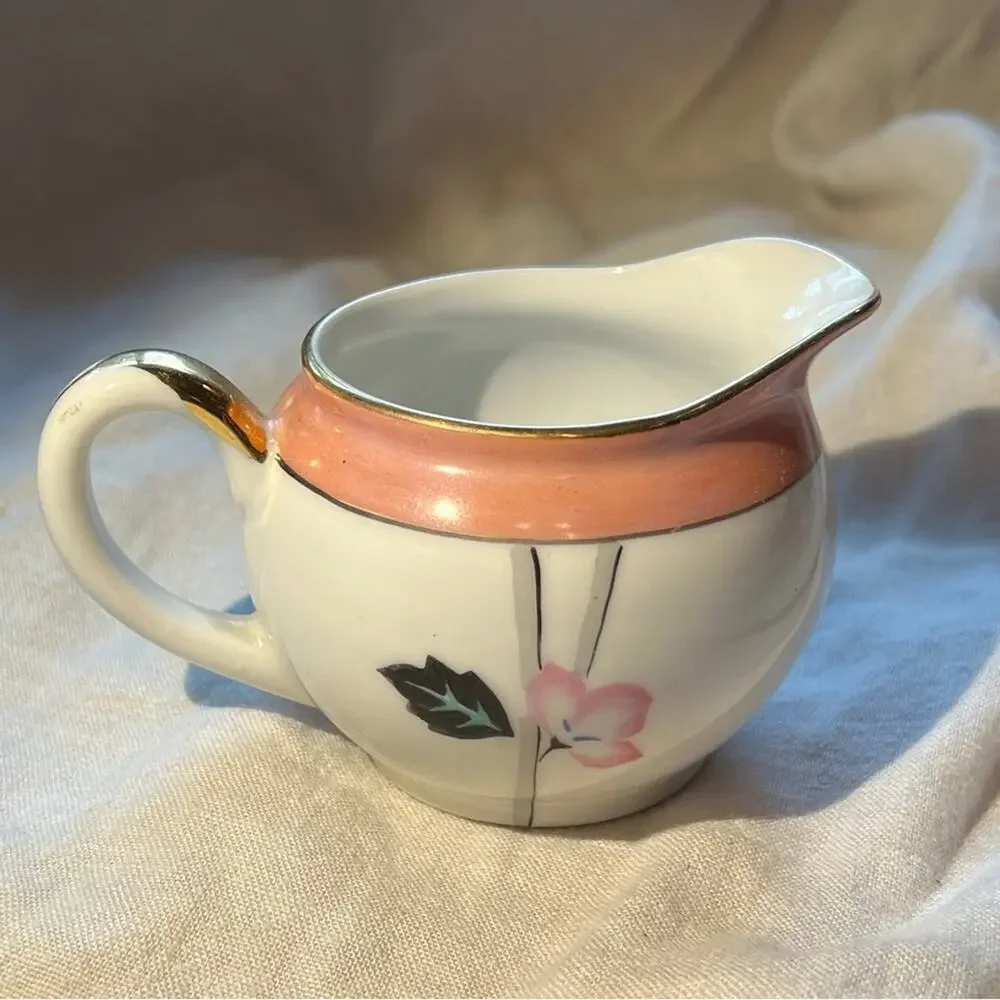 VINTAGE NORITAKE Floral China Creamer Edged in Brilliant Gold/or Flower Vase