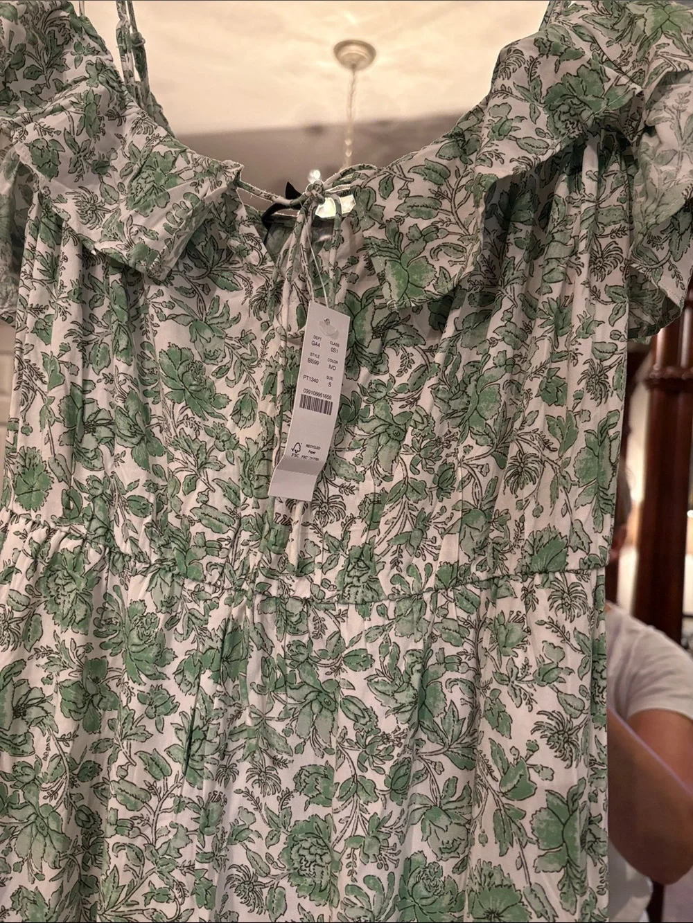 J. Crew Green and White Floral Maxi Dress
