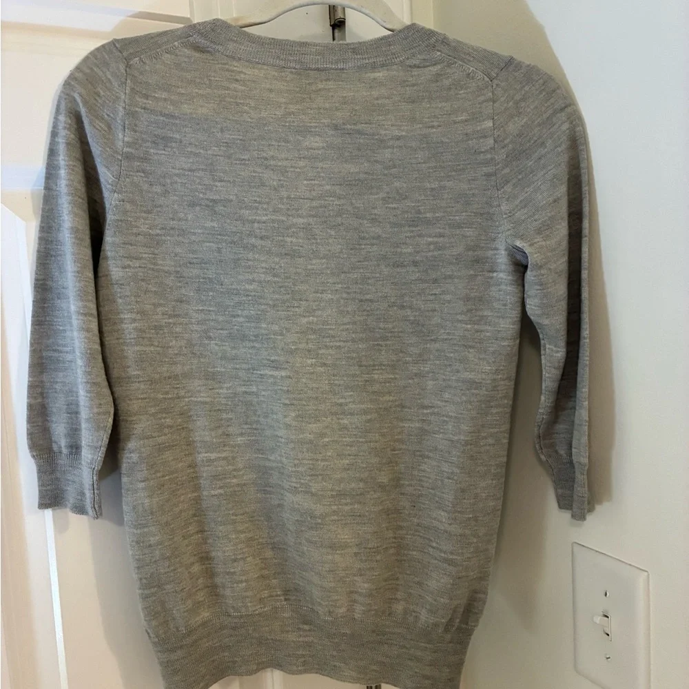 J. Crew Tippi Heather Gray Sweater with Navy Heart