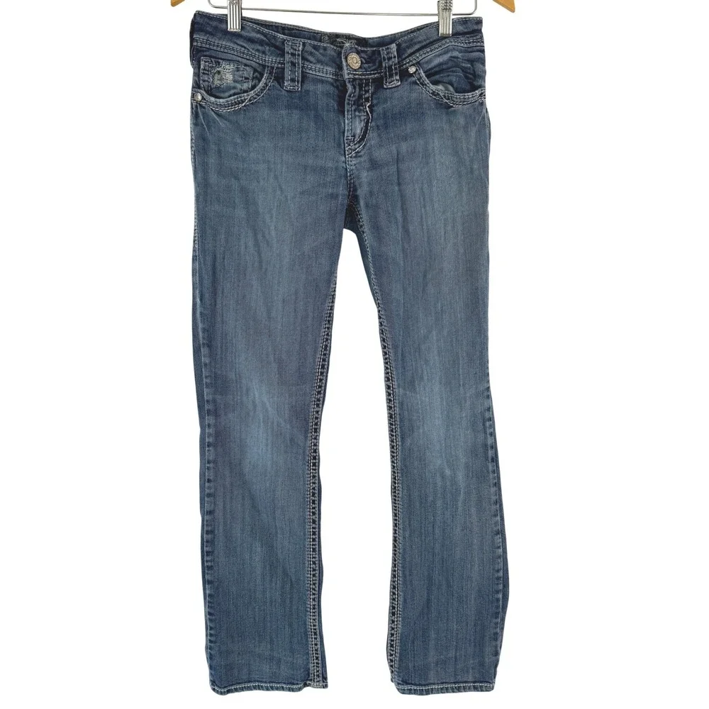Silver Jeans Co Suki Flap 17 Bootcut‎ Jeans Medium Wash W29 L31 Thick Stitch