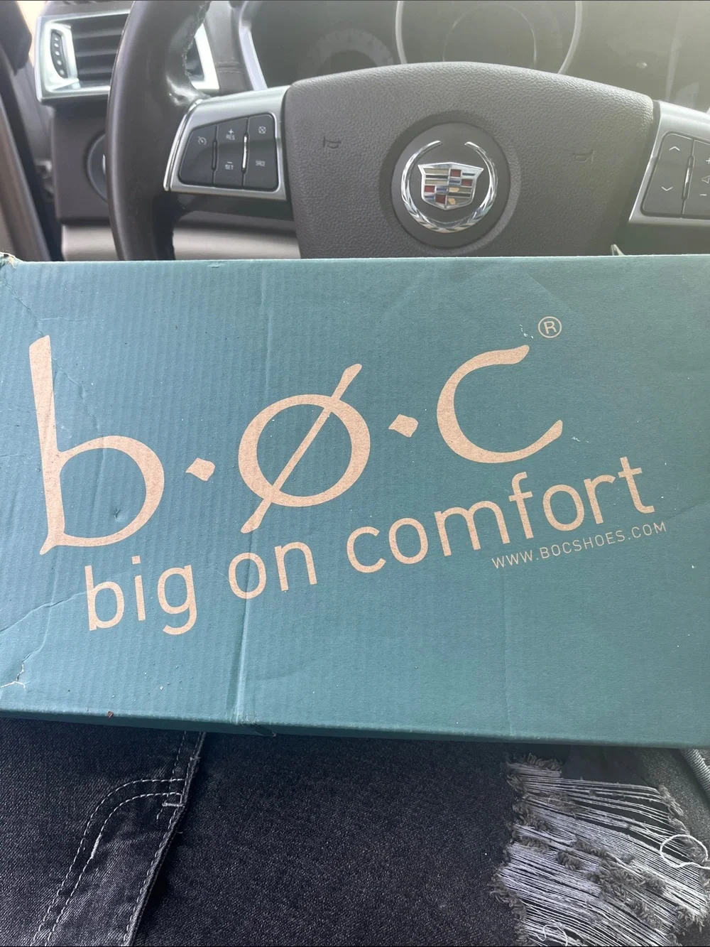 b.o.c. Teal Shoe Box with Rose Gold Logo