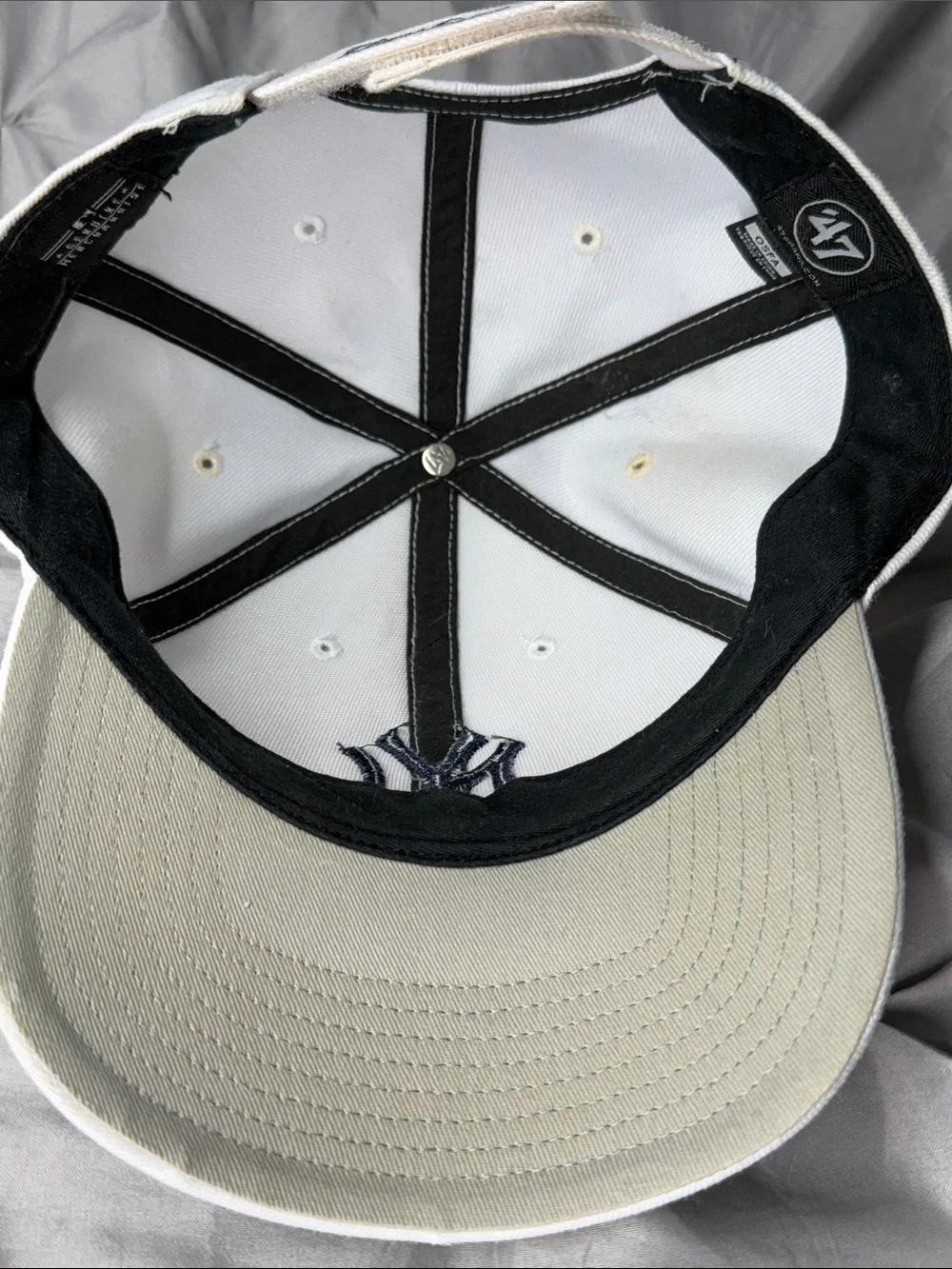 New Era White Cap with Navy NY Embroidery - O/S