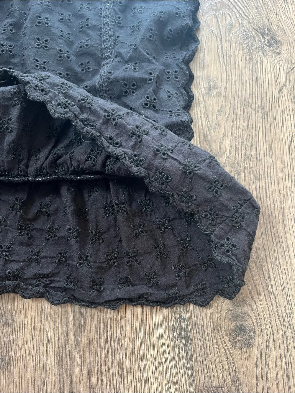 Zara Kids Black Eyelet Peplum Top