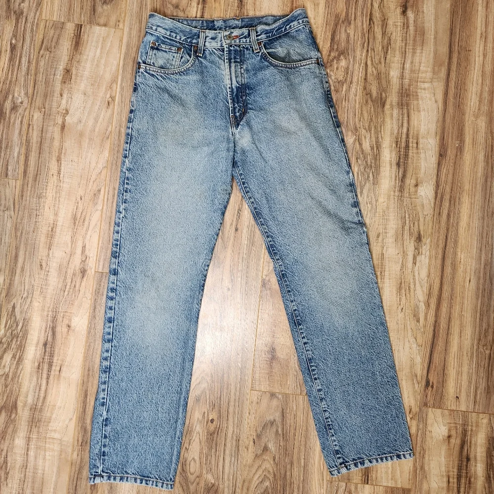 Vintage Lucky Brand Dungarees Jeans USA Made Size 32 Tight Fit Zipper Fly 90s