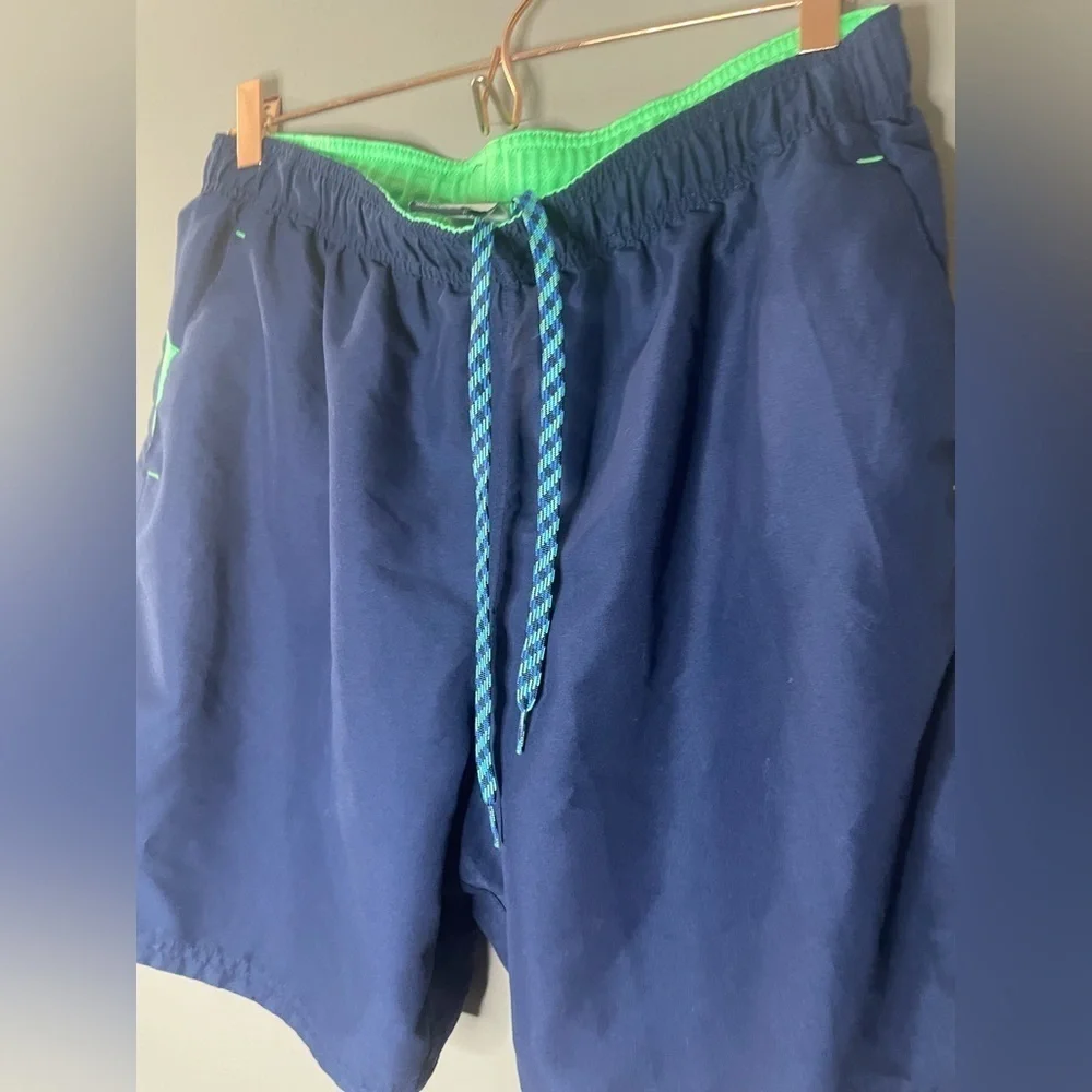 Nike Dark Blue and Bright Green Shorts Size L