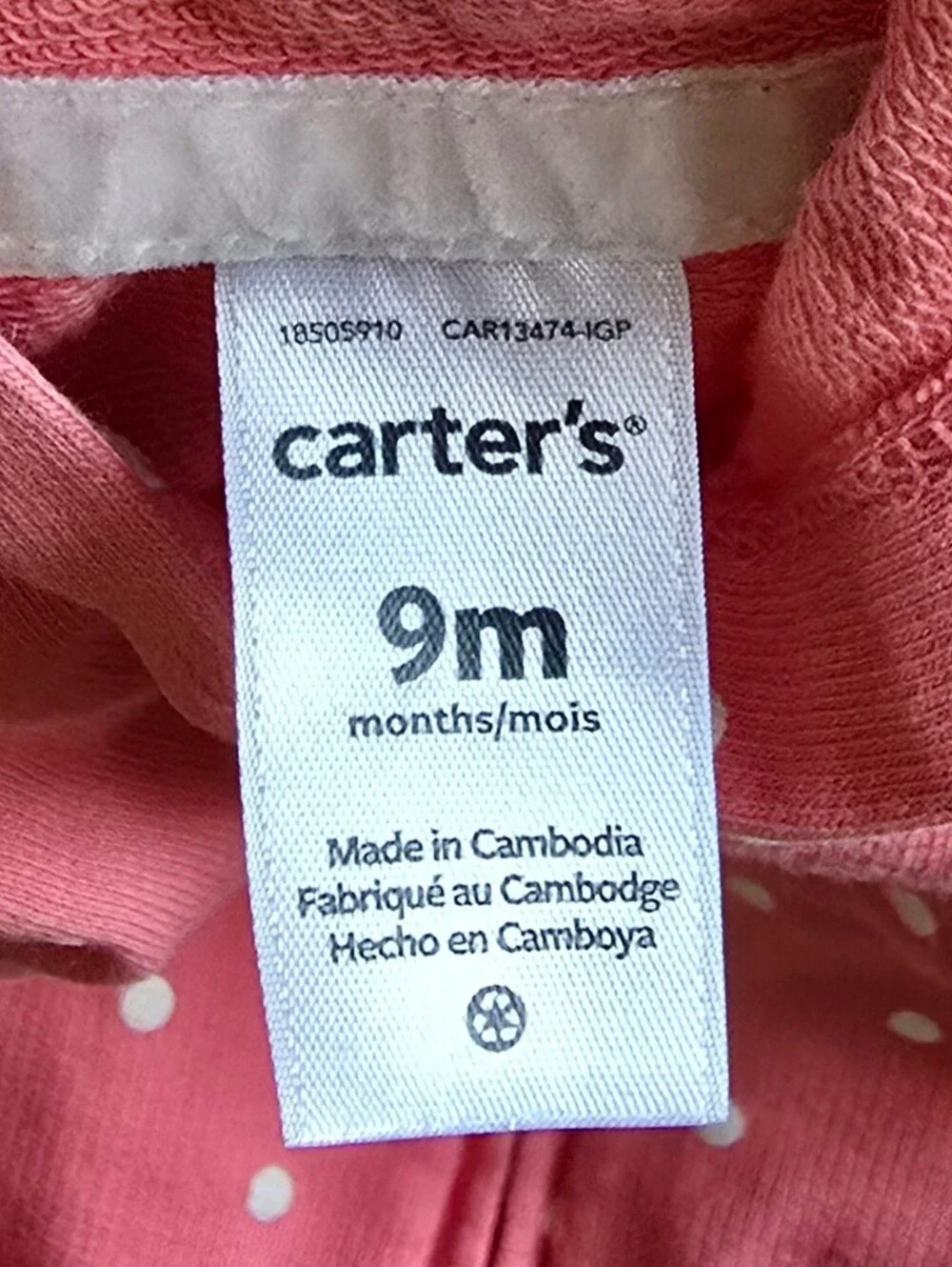 Carters pink months from