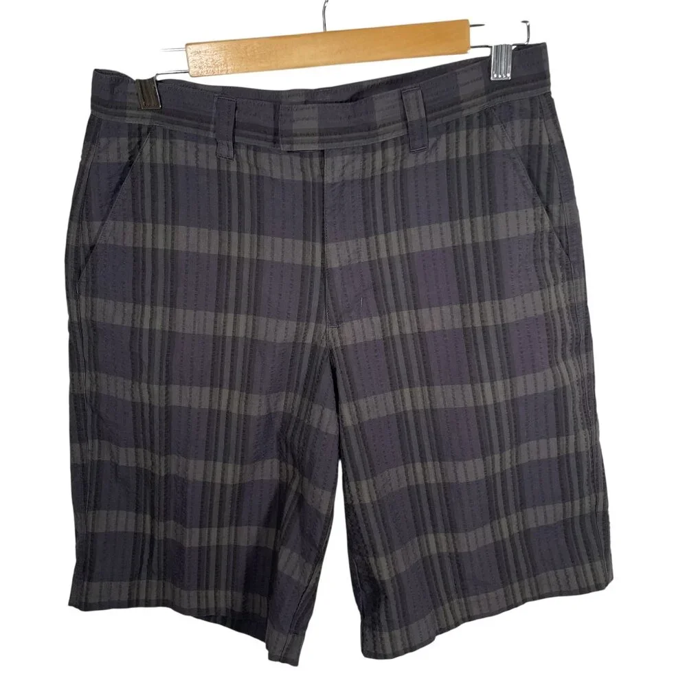 Patagonia Shorts Mens Sz 30 Gray Plaid Lightweight Seersucker Pockets