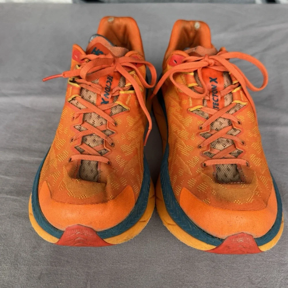 Size 11.5 D - Mens Hoka One One‎ Tecton X 1123161 PORY Orange Running Sneakers