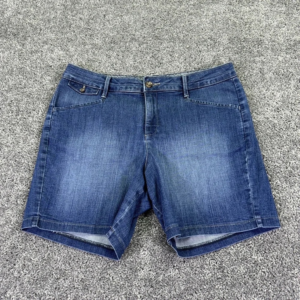 Lee Shorts Womens 10 Blue Denim Chino Natural Fit Stretch Bermuda Casual Summer