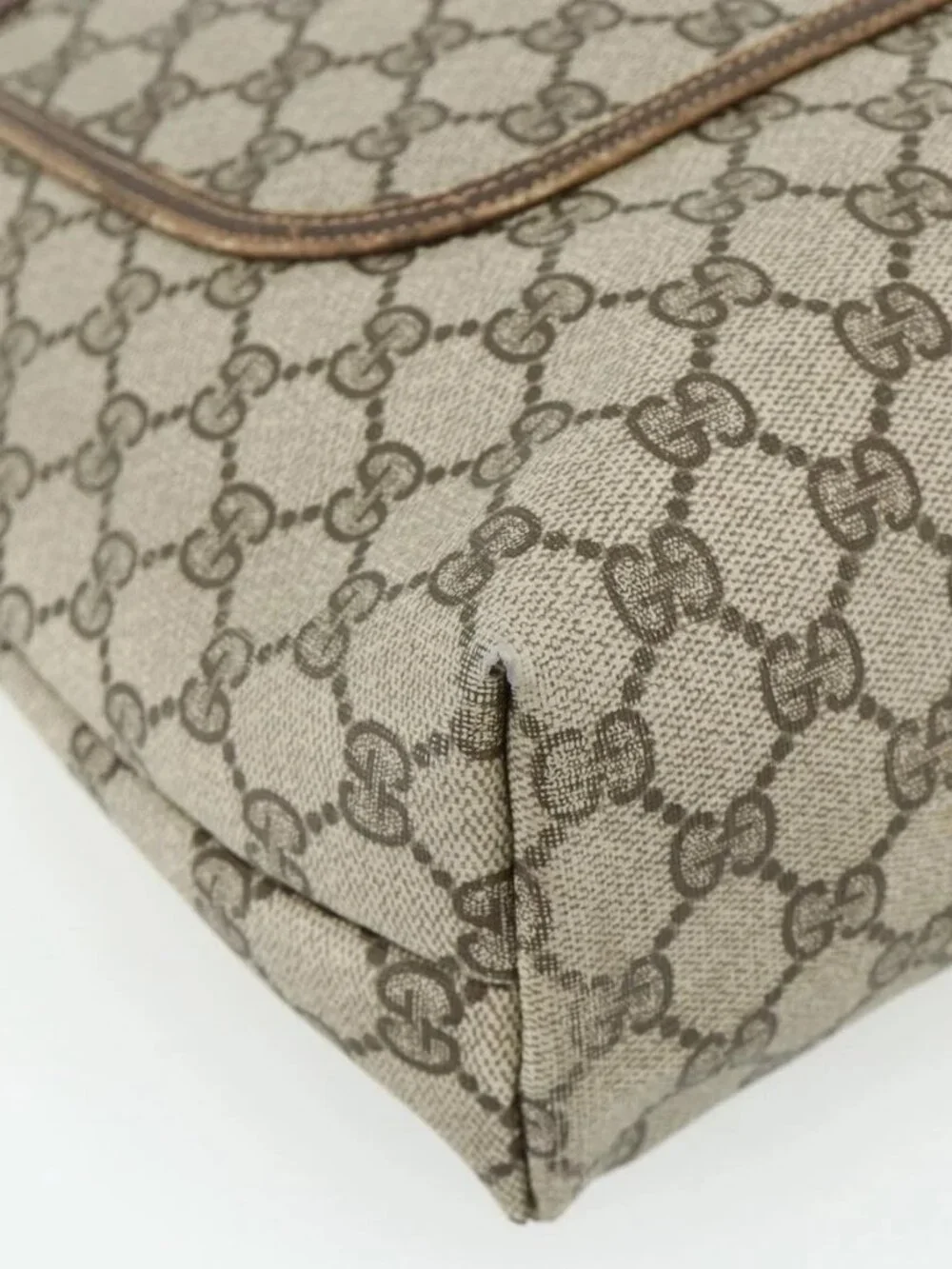 GUCCI GG Supreme Web Sherry Line Tote Bag PVC Beige Red 16 002 4487 Auth