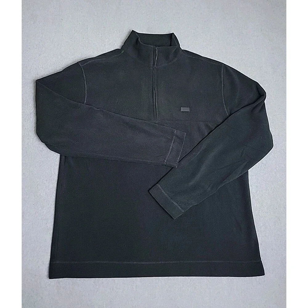RAINS Fleece Pullover Mens Medium 1/4 Zip Black Athletic Running Casual Logo Dad