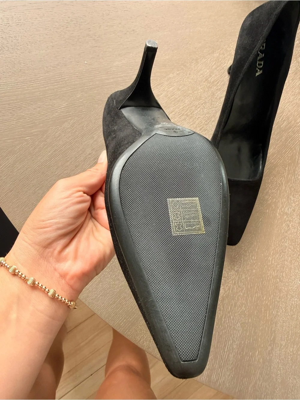 Prada Black Suede Square Toe Pumps Heels Size 39 Made in Italy