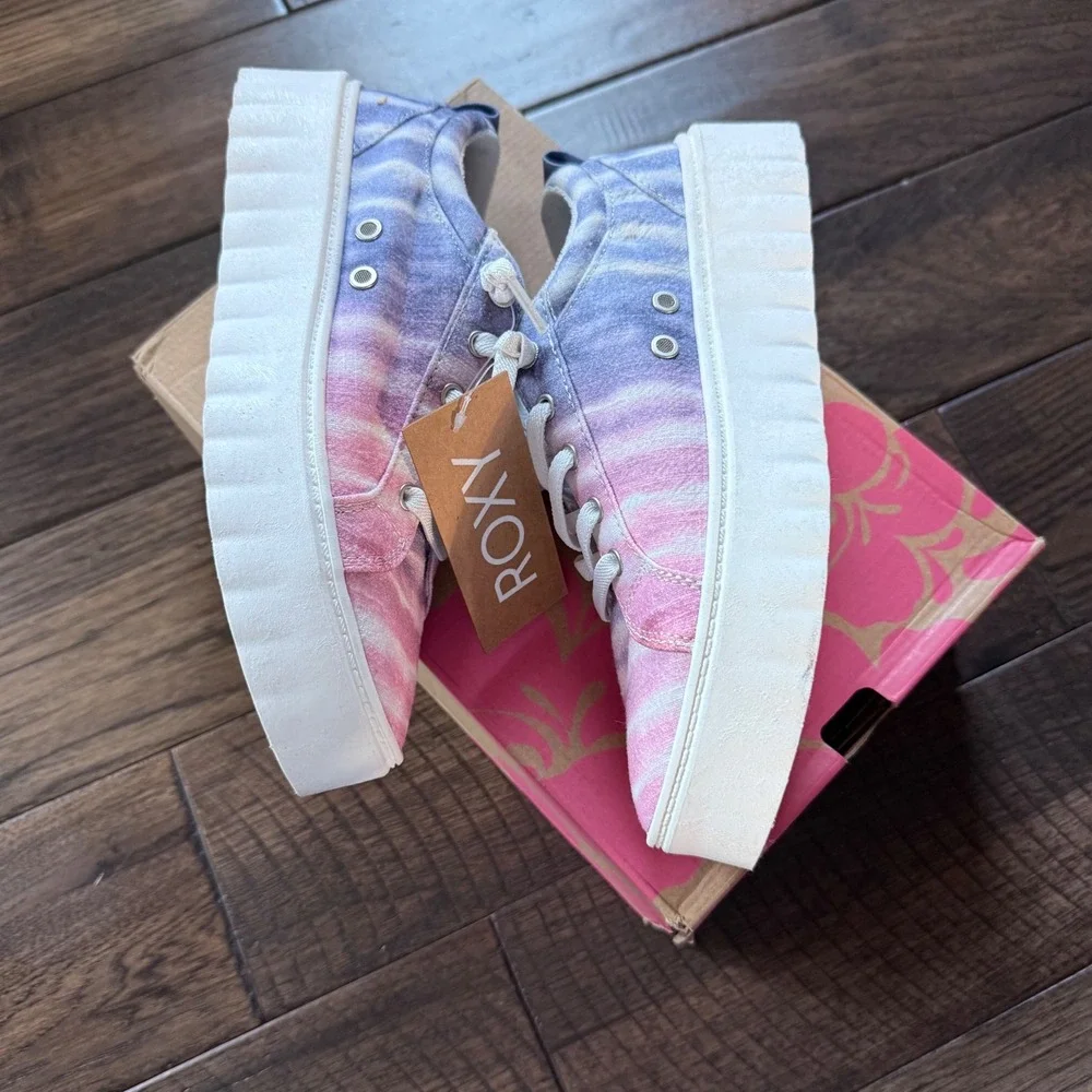 Roxy Sheilahh Color Dew Tie Dye Platform Sneakers Shoes Women's Size‎ 7
