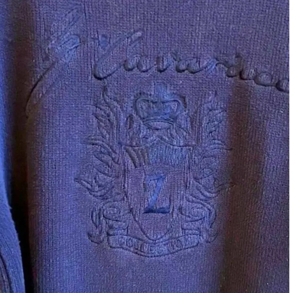 Vintage 80s Z Cavaricci Mens Knit Sweater Fisherman Embroidered Monogram Crest L