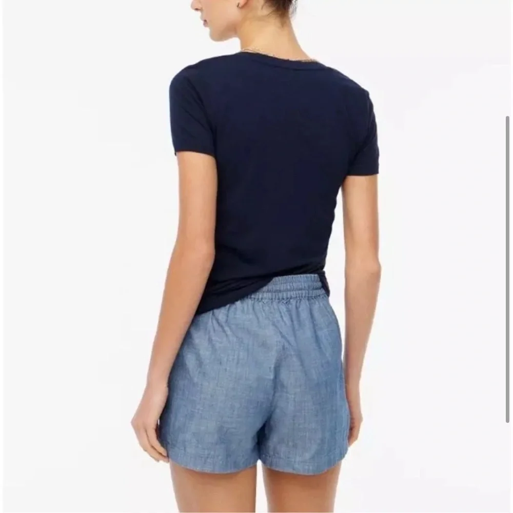 NEW J. Crew Chambray Blue Pull On Lightweight Drawstring Coastal Shorts, Large