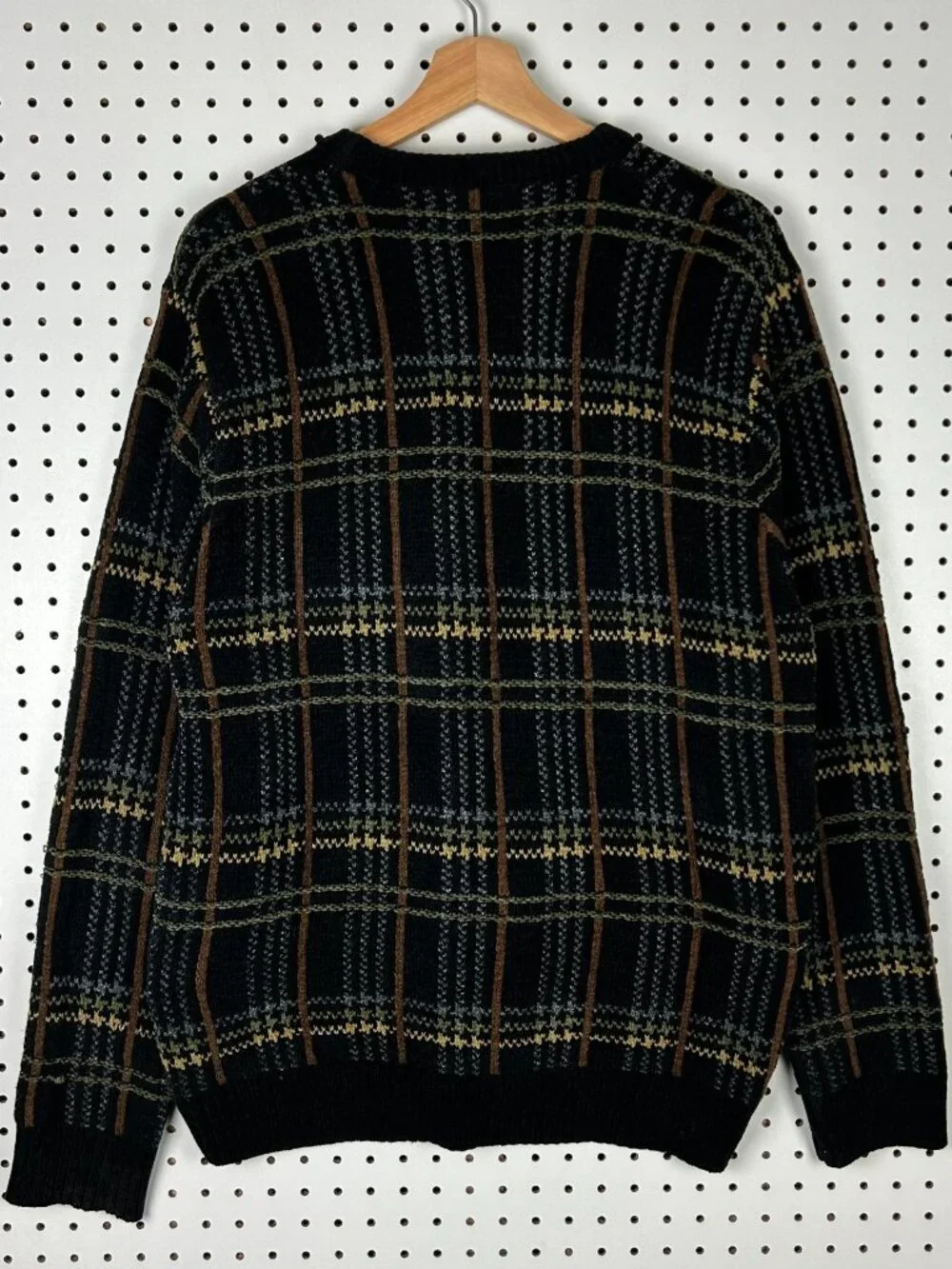 Dockers Black Brown Striped Knit Sweater Medium Grandpa 90s SOFT READ‎ Acrylic