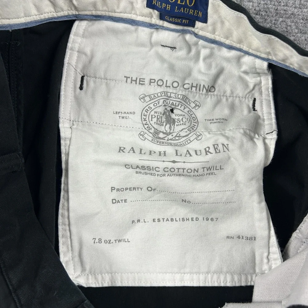 Polo‎ Ralph Lauren Pants Mens 40x30 Black Classic Fit Polo Chino Dress Casual