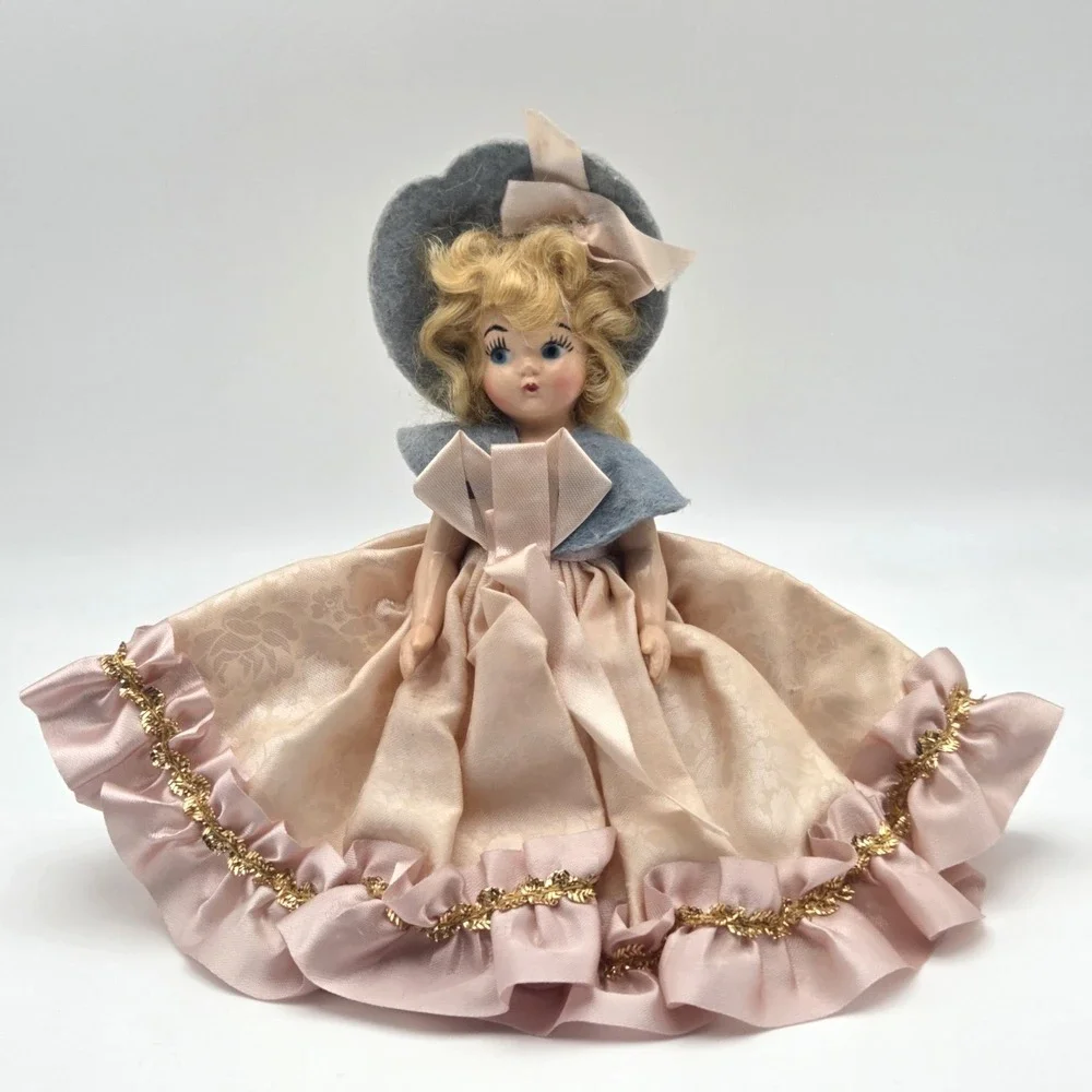 Vintage 1940s Composition Princess Anna‎ Storybook Doll Blonde Hair Pink Dress