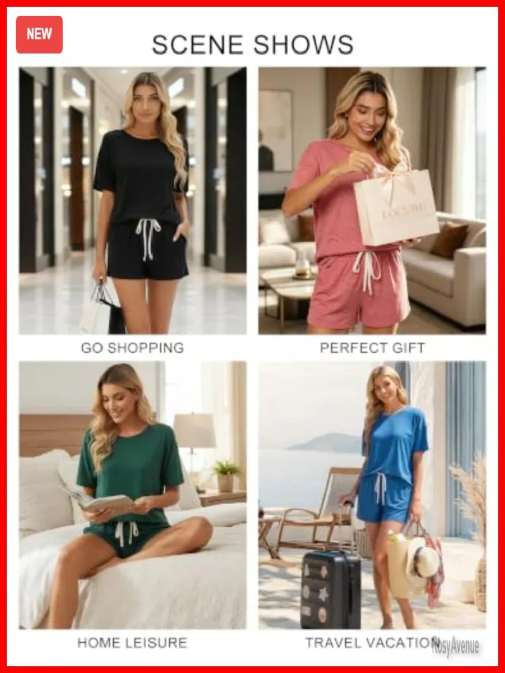 Women's Pajama Set - Soft Cotton Blend 2-Piece Lounge Sleepwear with Pockets
