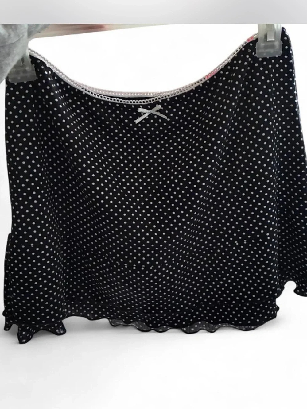 Black Polka Dot Skirt with White Trim