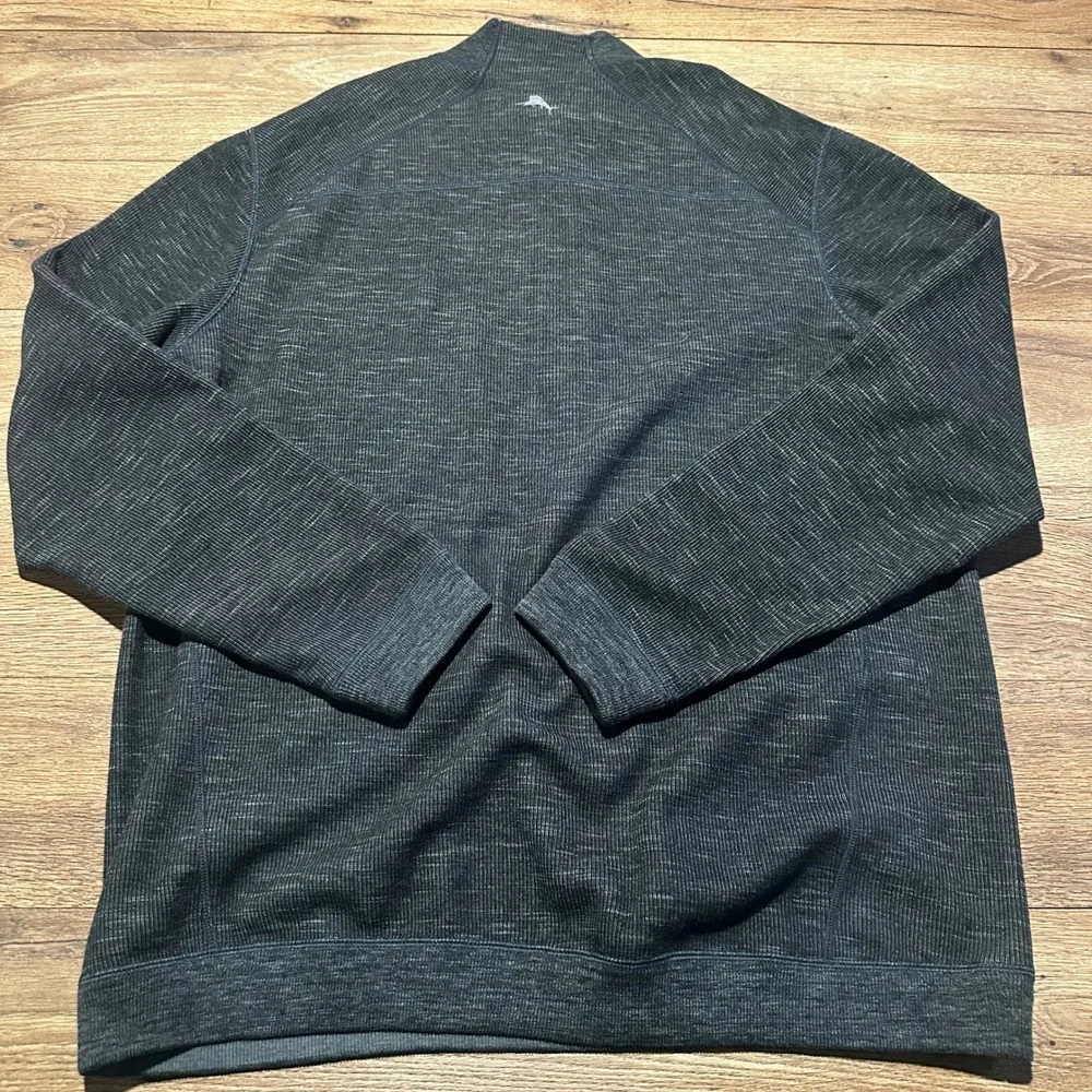 Tommy Bahama Reversible Quarter Zip Pullover Charcoal Grey Blue Mens XL