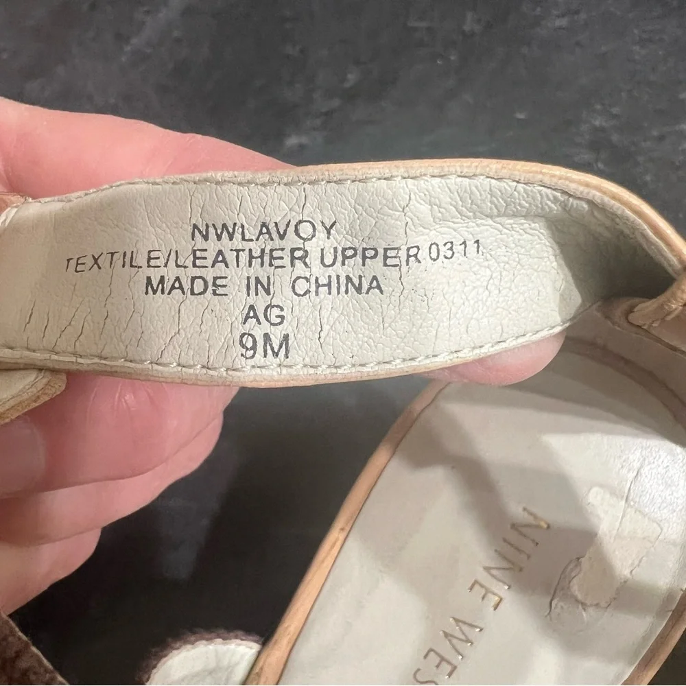 Nine West Espadrille Wedge Heel 9 Brown Pink Yellow White Strap Boho Chic Summer
