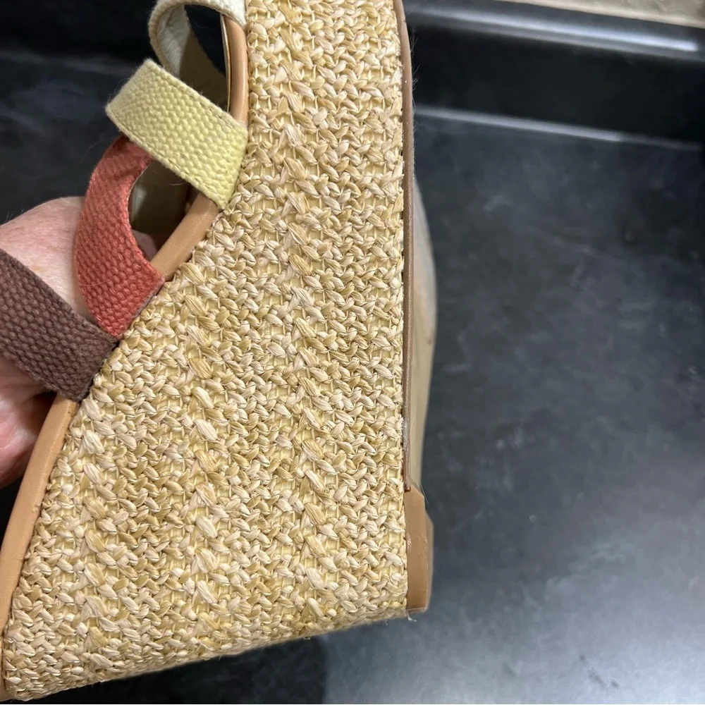 Nine West Espadrille Wedge Heel 9 Brown Pink Yellow White Strap Boho Chic Summer