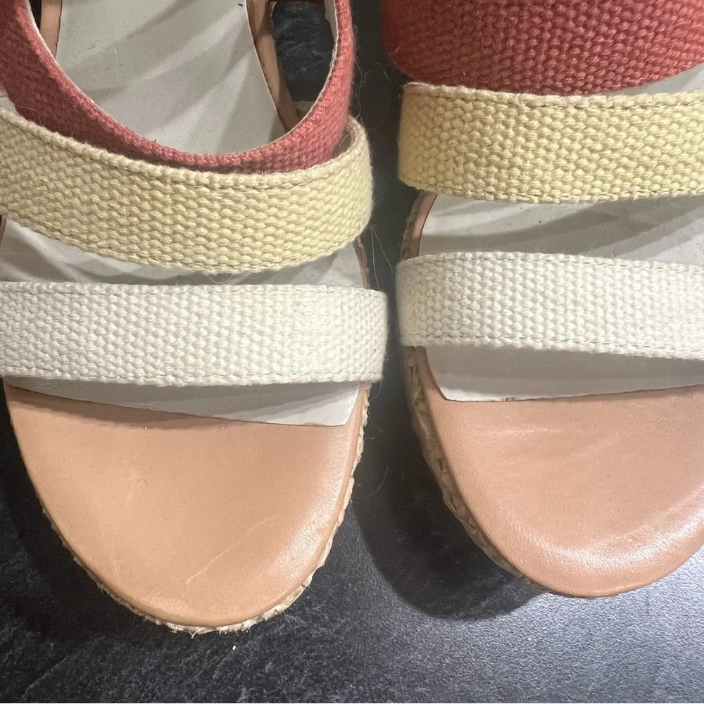 Nine West Espadrille Wedge Heel 9 Brown Pink Yellow White Strap Boho Chic Summer
