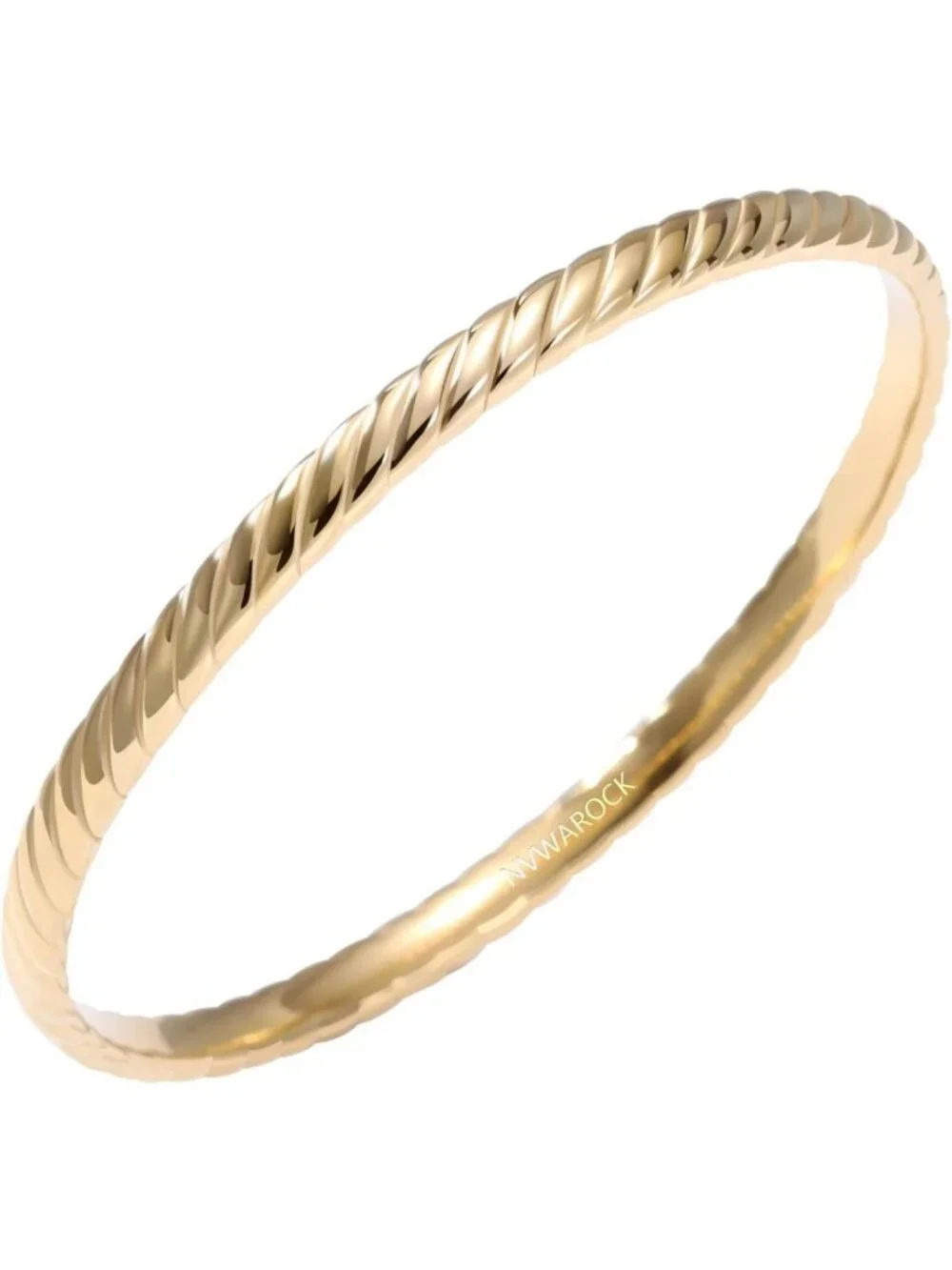 14K Gold Plated 4mm Stackable Minimalist Bangle Bracelet for Women - Perfect