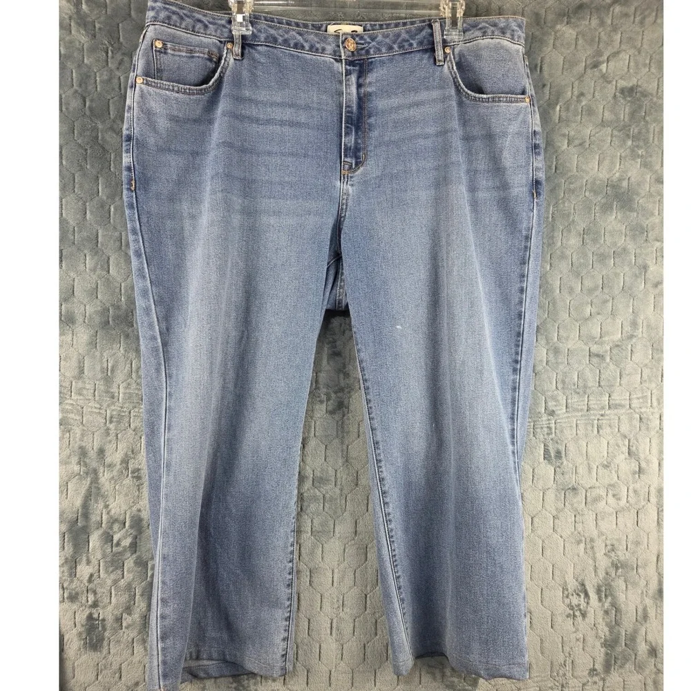 Seven7 Loose Straight Jeans Women's 20W Medium Wash Blue Denim Relaxed Fit